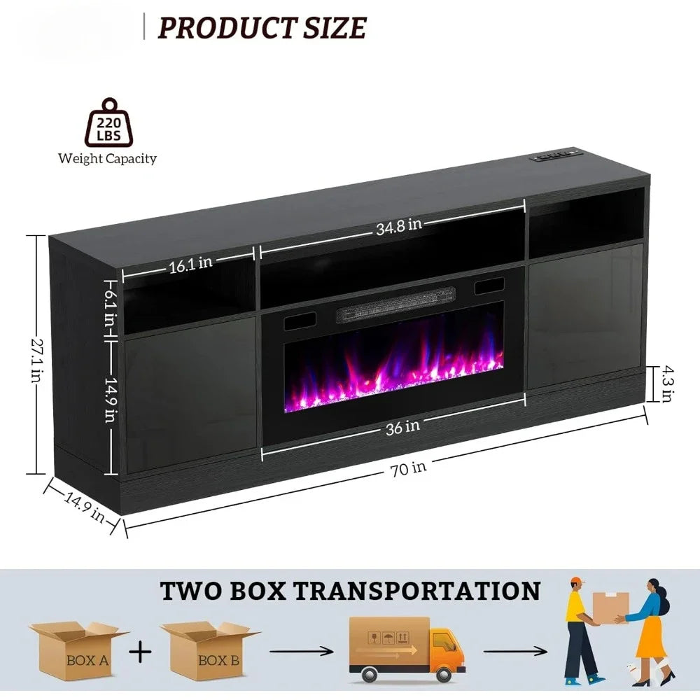 70" Electric Fireplace Entertainment Center