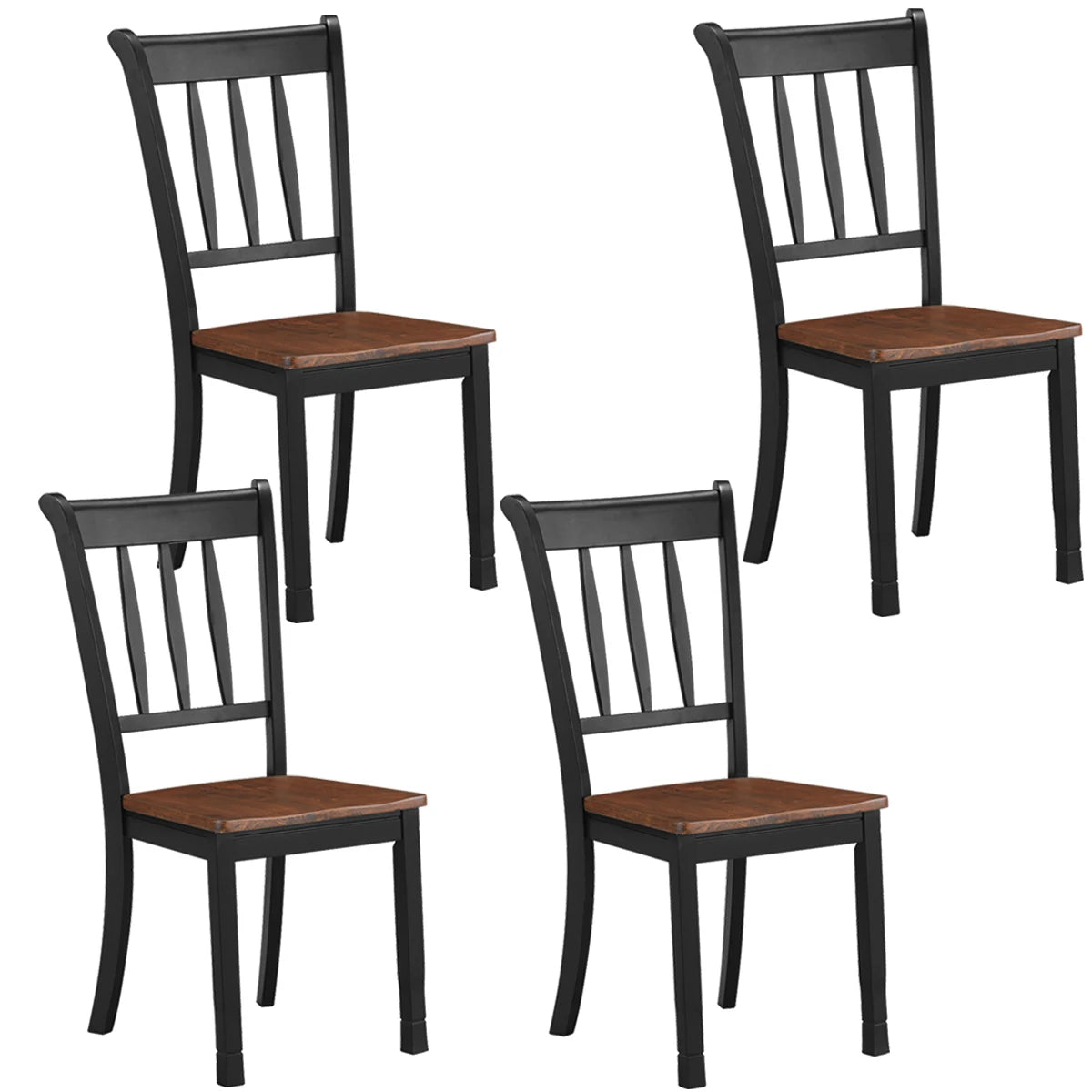 Set of 4 Wood High Back Dining Chair