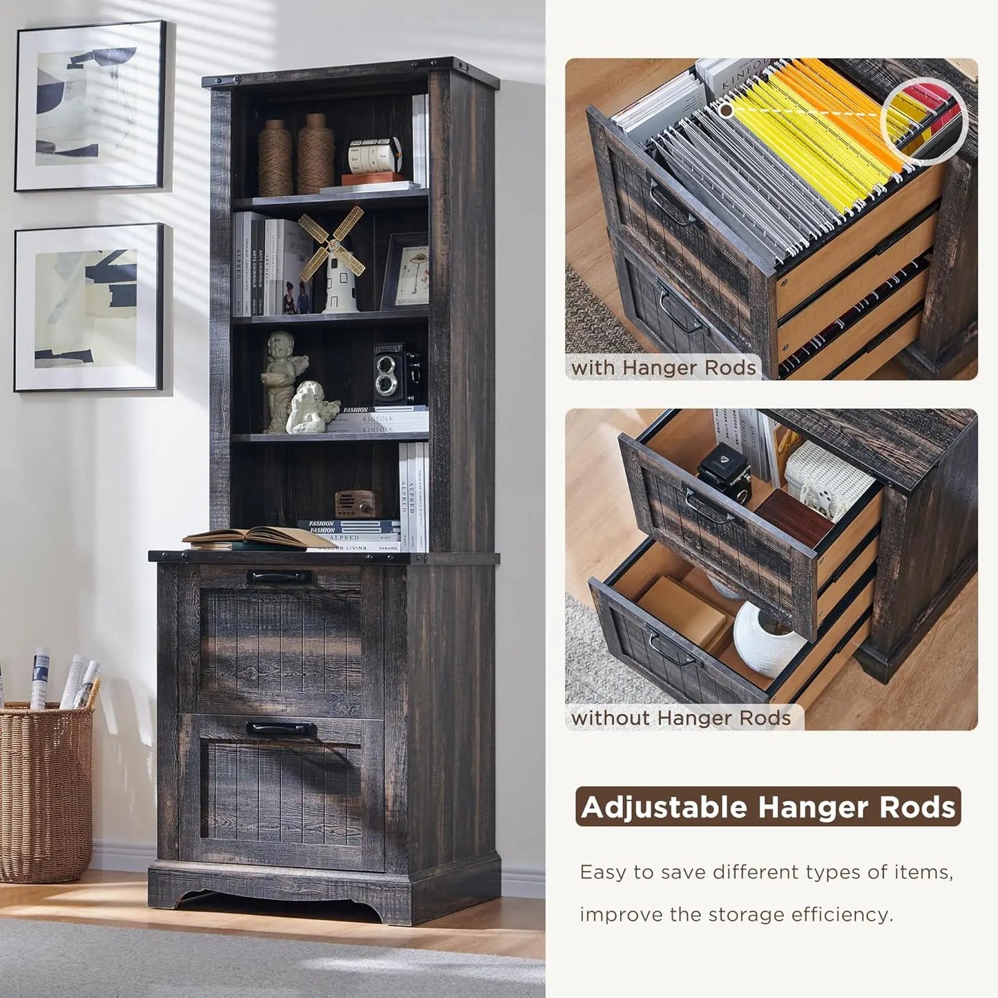 72" Tall Farmhouse Bookcase