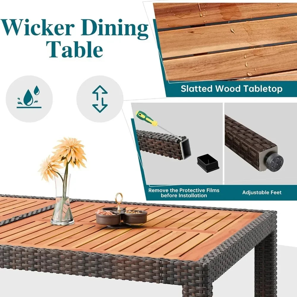 7 Piece Patio Wicker Dining Set