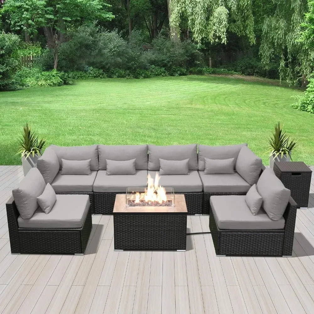 Outdoor Conversation Sofa & Fire Pit Set