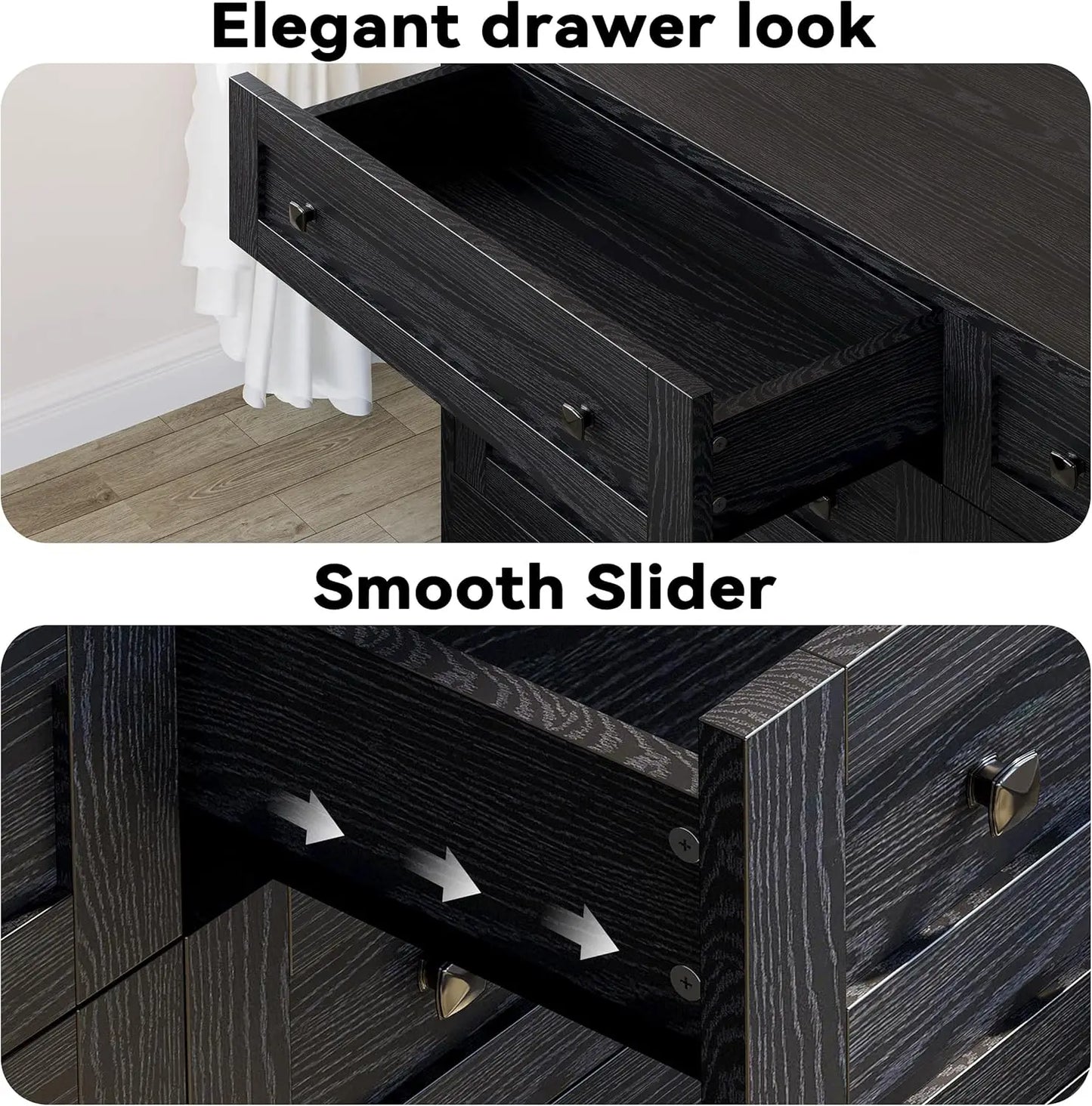 59" Black Classic Bedroom Dresser
