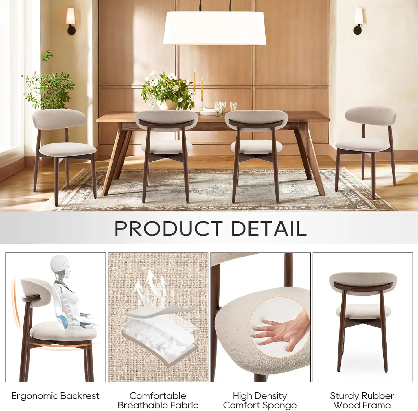 Modern Upholstered Dining Chairs Set of 2