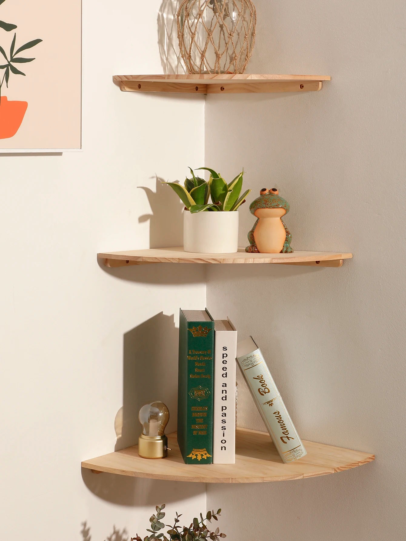 Wood Floating Corner Wall Corner Shelves