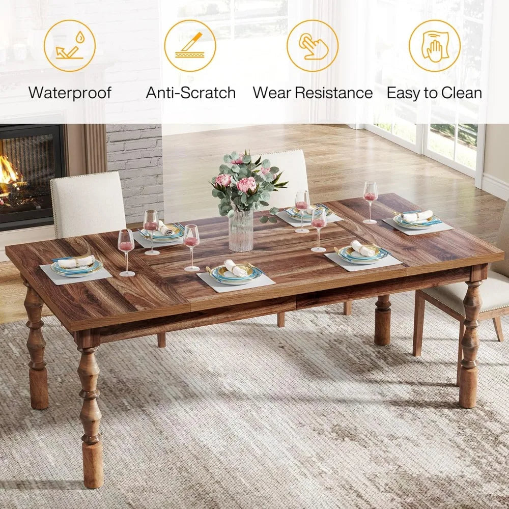 62” Wood Carved Dining Table