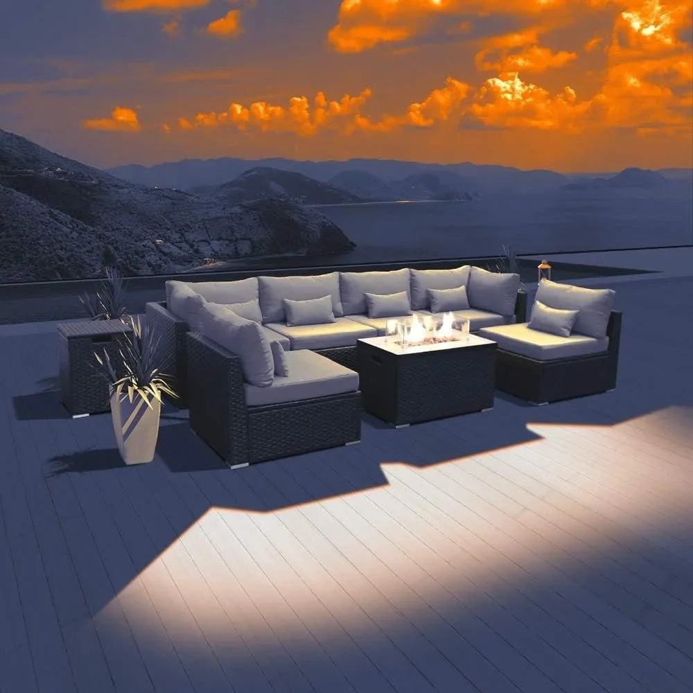 Outdoor Conversation Sofa & Fire Pit Set