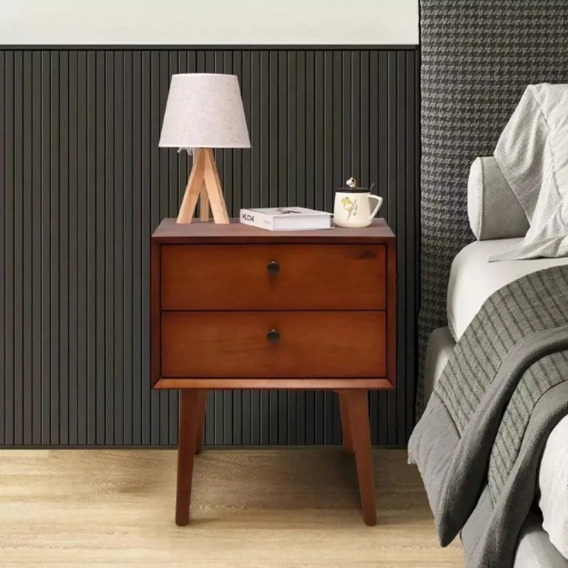 Modern Nightstand Table Mid Century Drawer Solid Wood