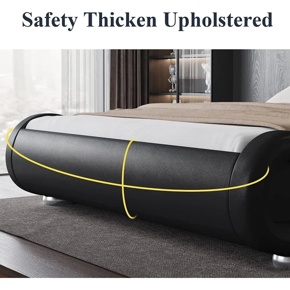 Modern Curved Bed with Adjustable Headboard
