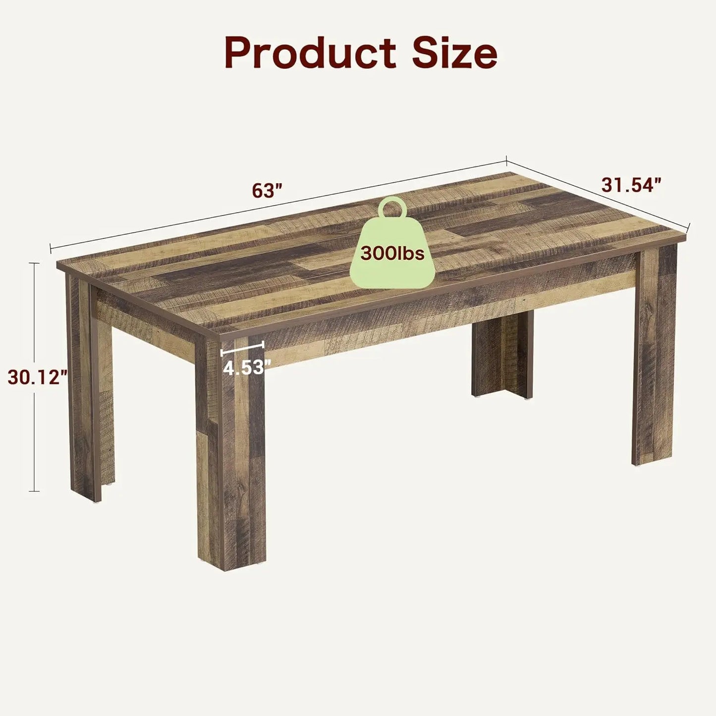 63" Farmhouse Dining Table
