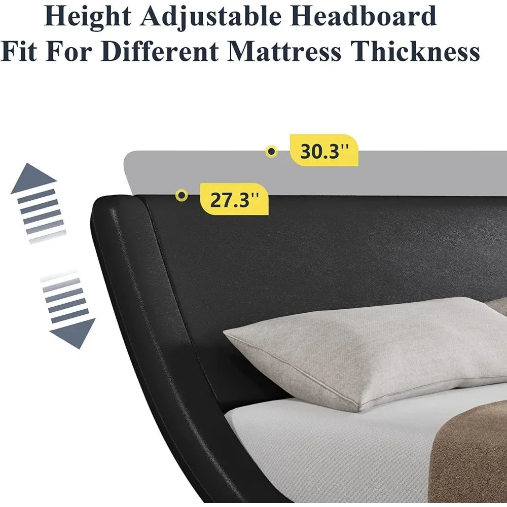 Modern Curved Bed with Adjustable Headboard