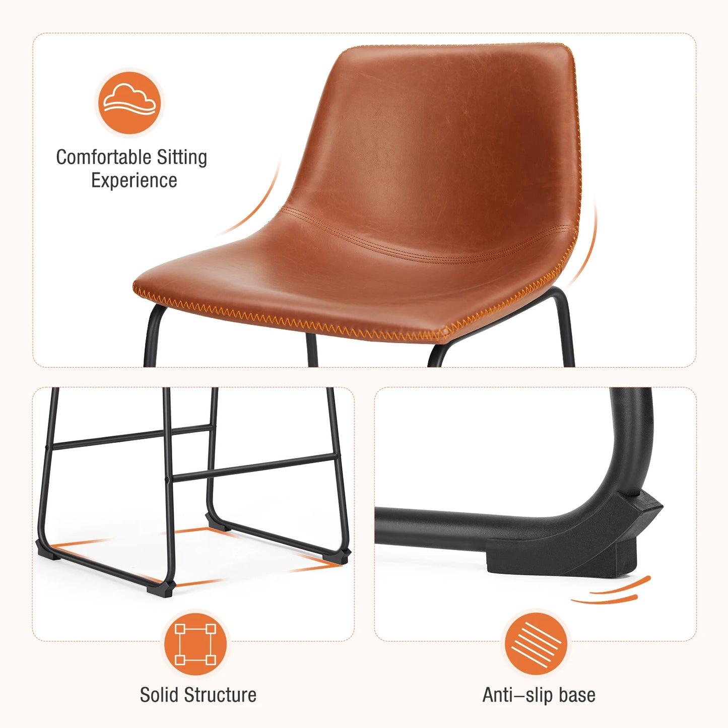 Modern Leather Bar Stools Set of 2