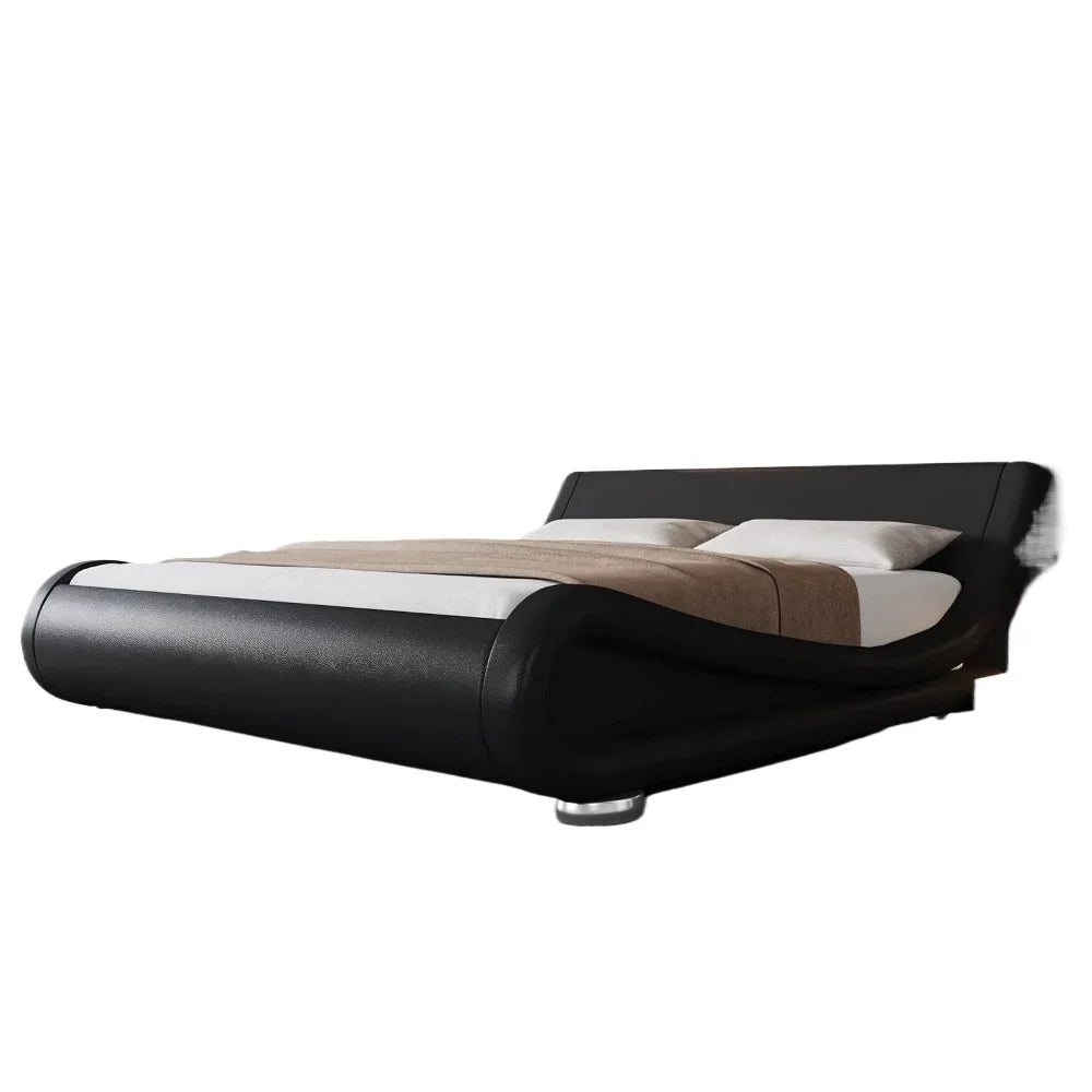 Modern Curved Bed with Adjustable Headboard
