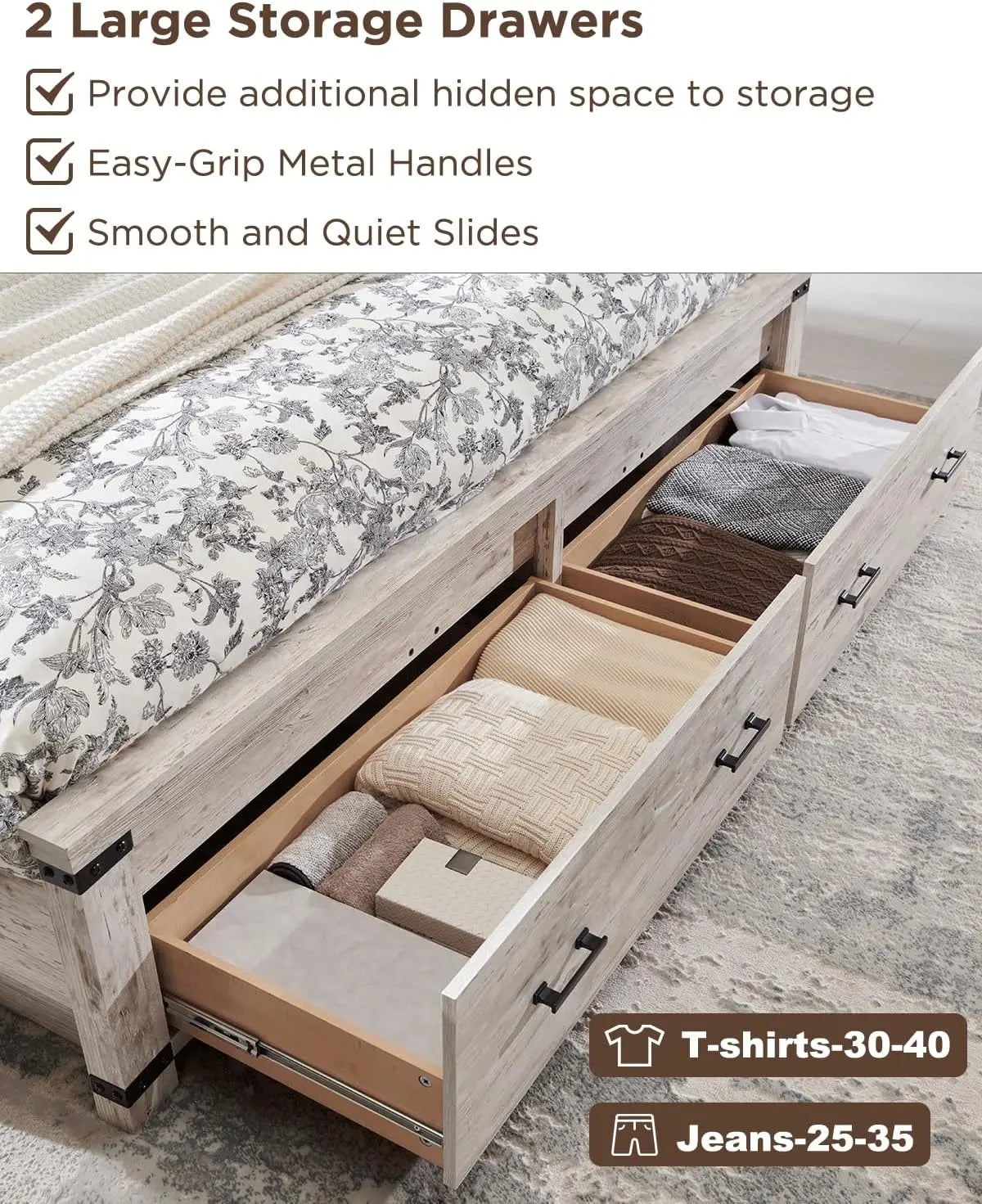 54" Farmhouse Antique White Bed