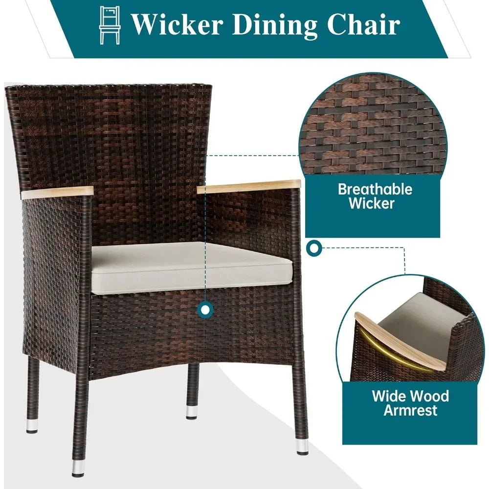 7 Piece Patio Wicker Dining Set