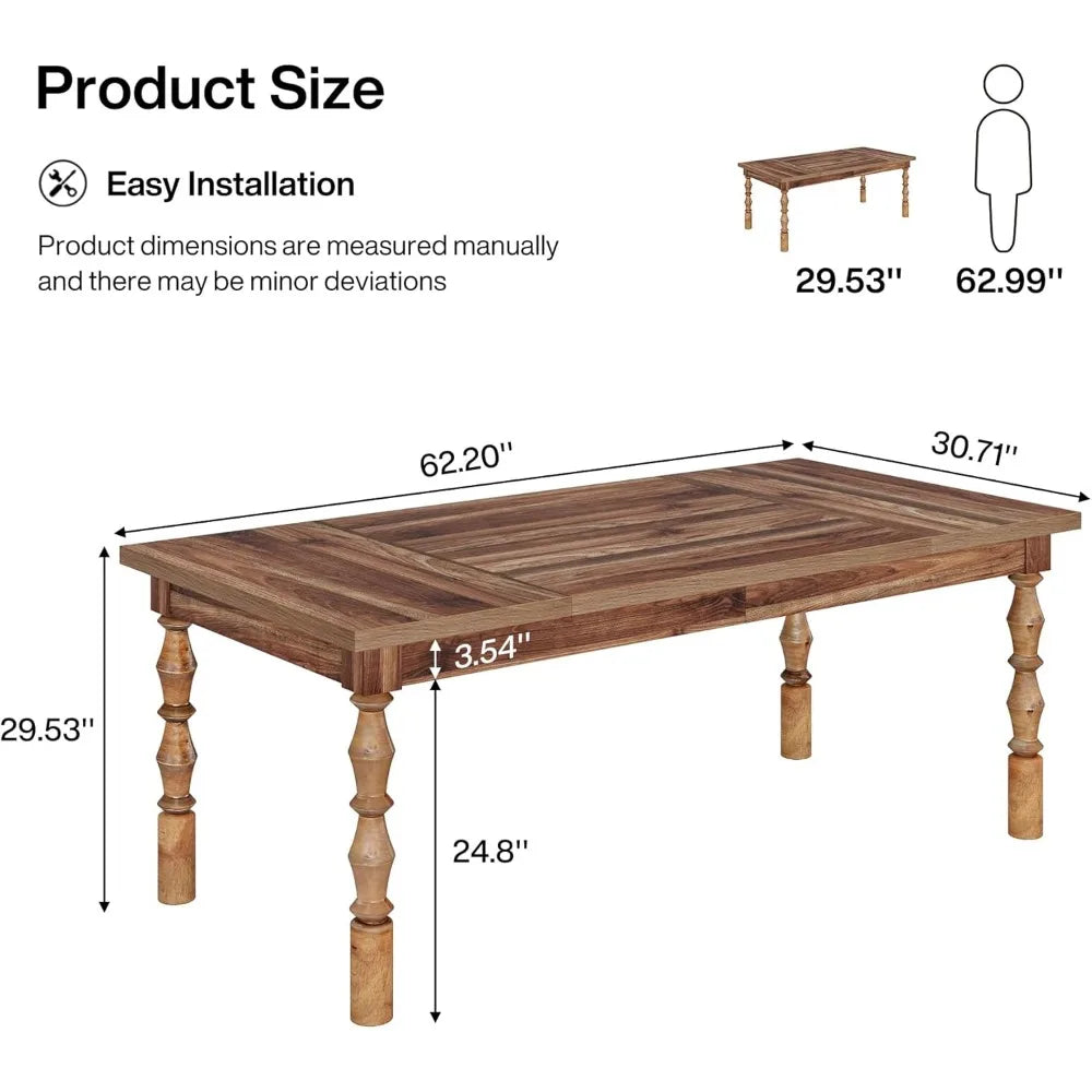 62” Wood Carved Dining Table