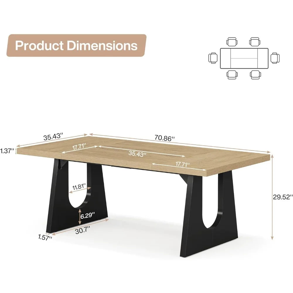 71" Wood Rustic Rectangular Dining Table