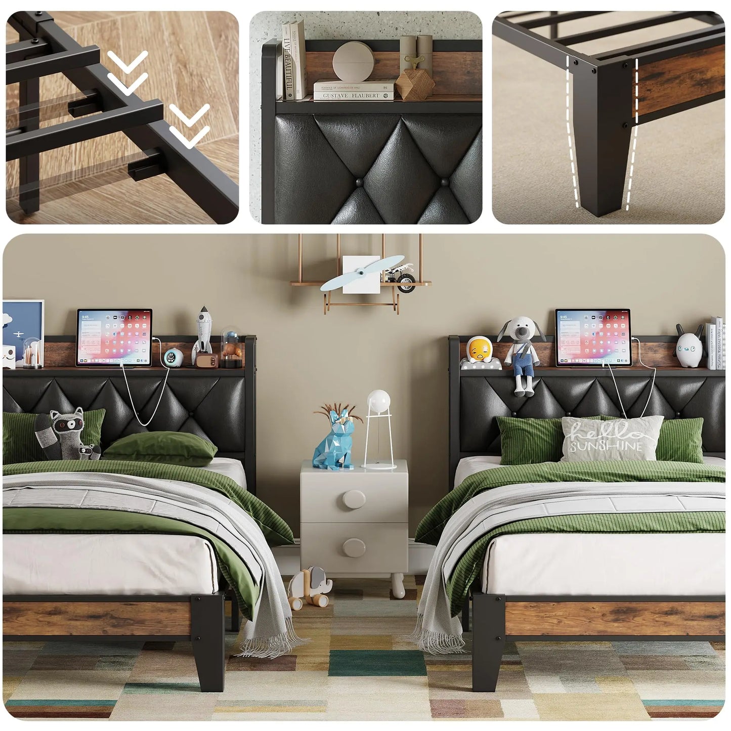 Upholstered & Wood Bed