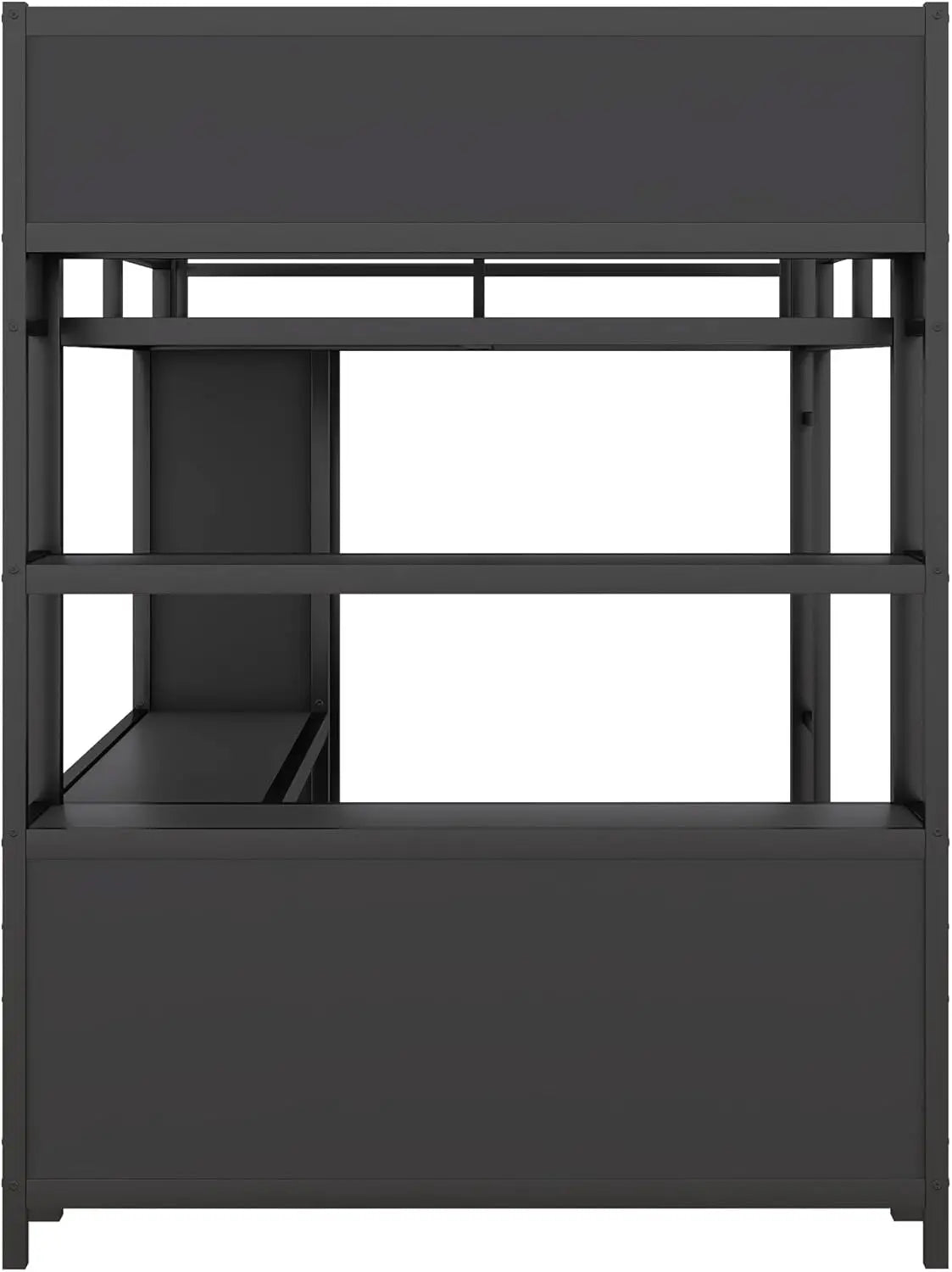 Full Size Loft Bed with L Shaped Desk and Wardrobe