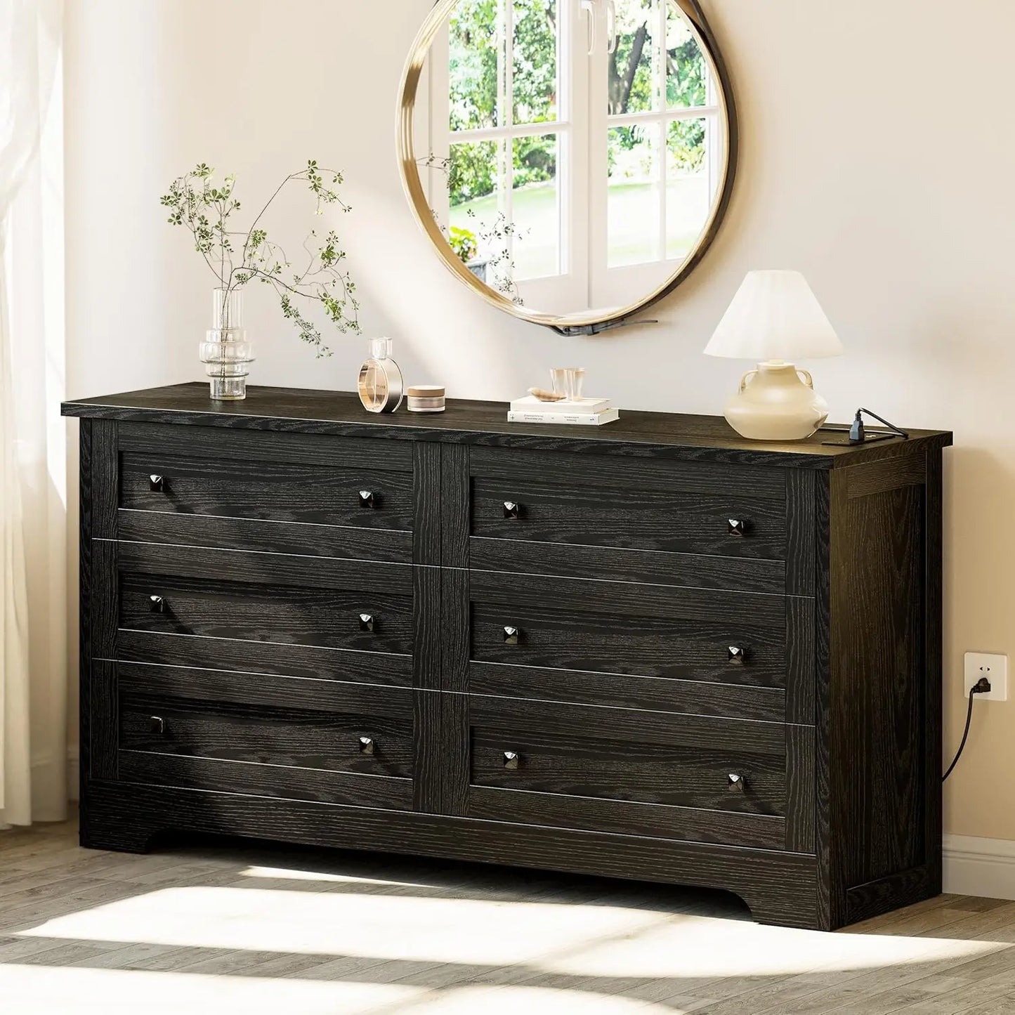 59" Black Classic Bedroom Dresser