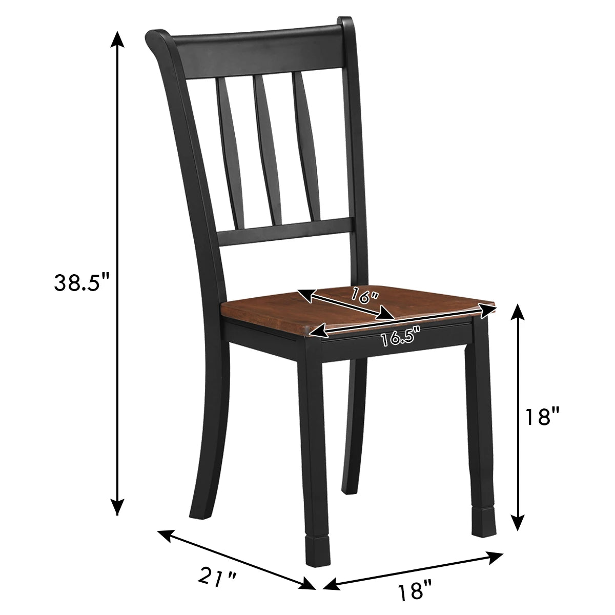 Set of 4 Wood High Back Dining Chair