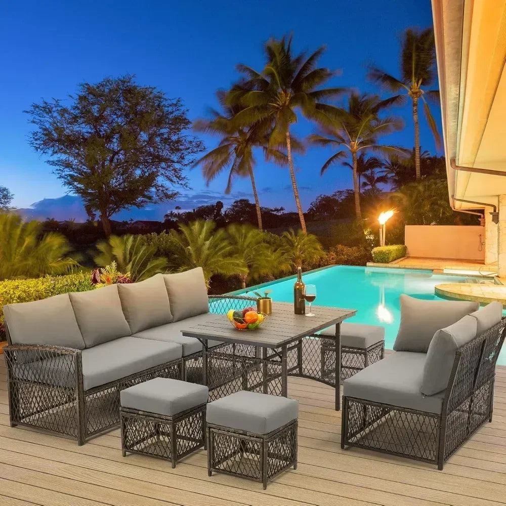 7 Piece Wicker Patio Set