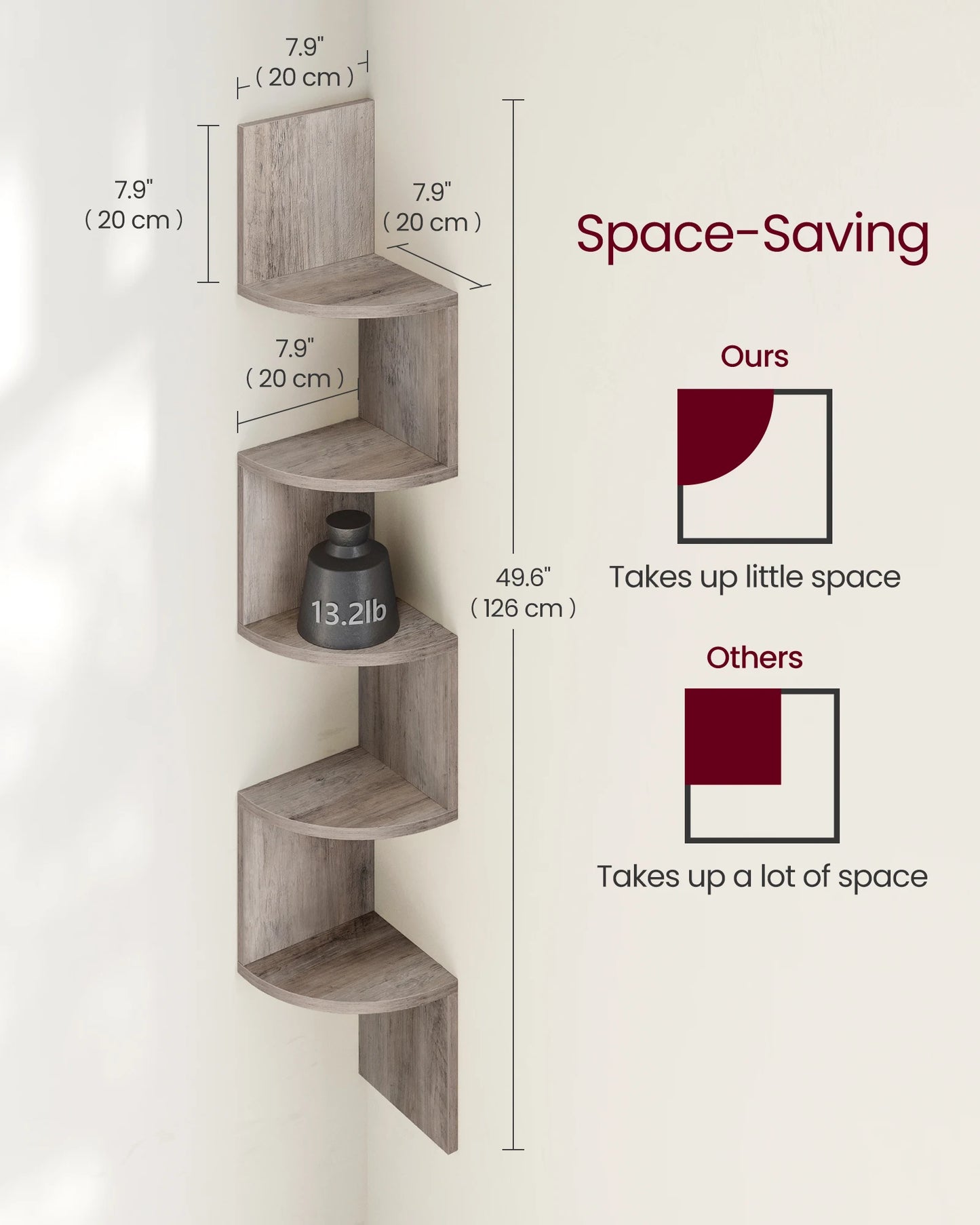 5-Tier Floating Corner Shelving
