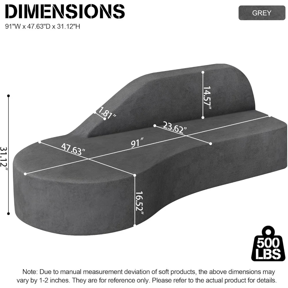 91" Luxury Modern Curved Sofa