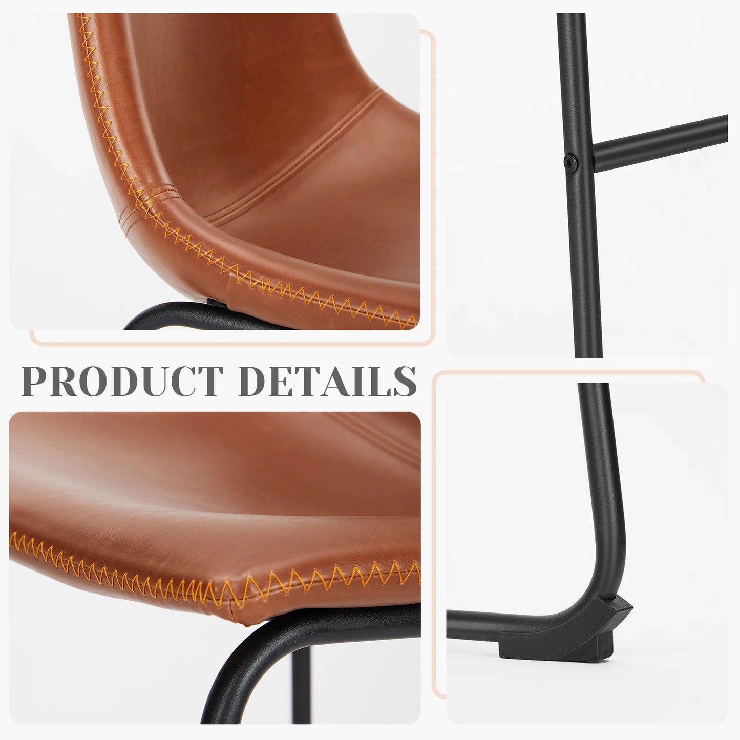 Modern Leather Bar Stools Set of 2