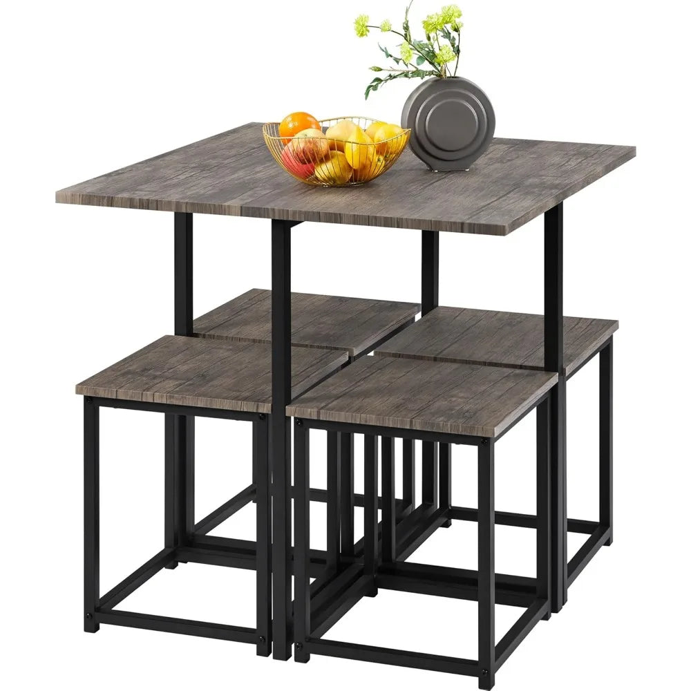 Space-Saving Dining Set with Table & 4 Chairs