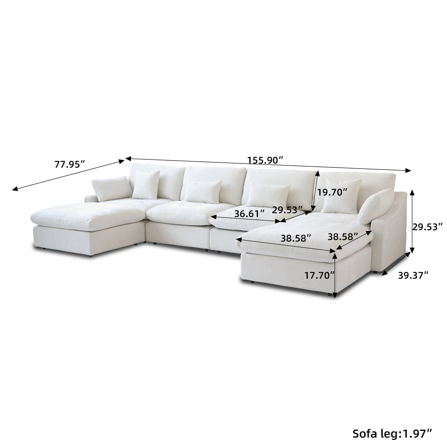 160" Modern U-Shaped Sectional Sofa