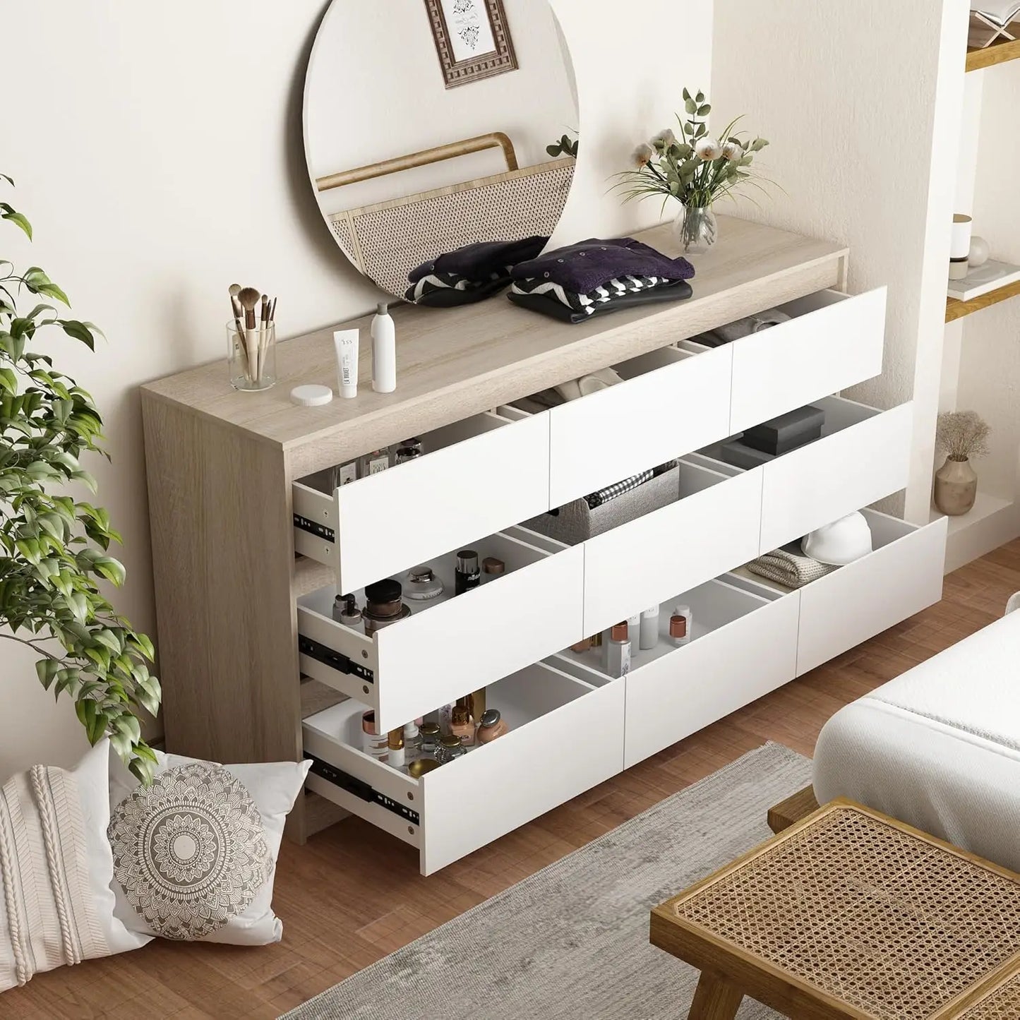 Sleek 9 Drawer Bedroom Dresser