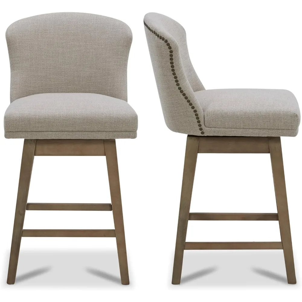 Upholstered Swivel Bar Stools Set of 2