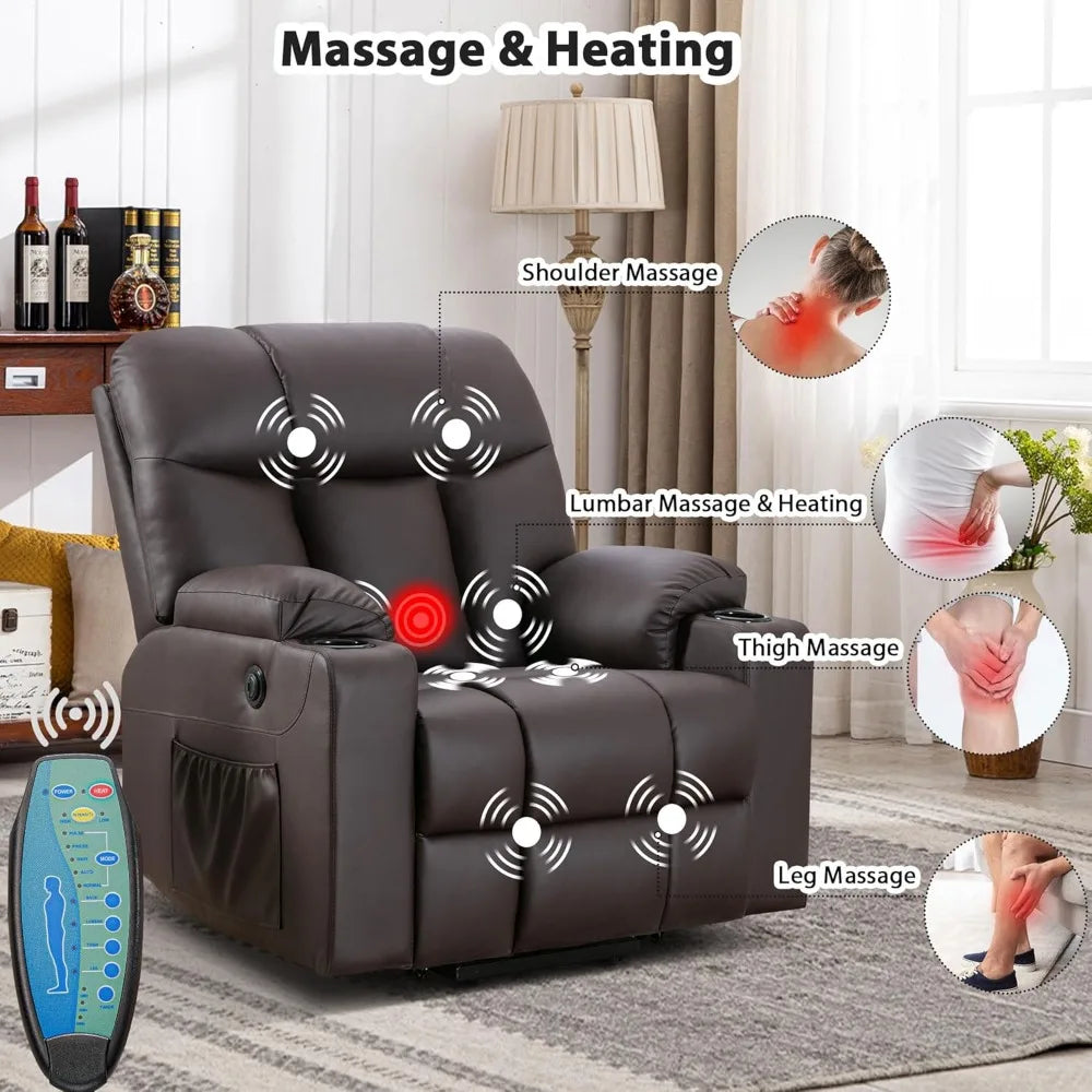 Oversized Recliner Heated & Massage Chair