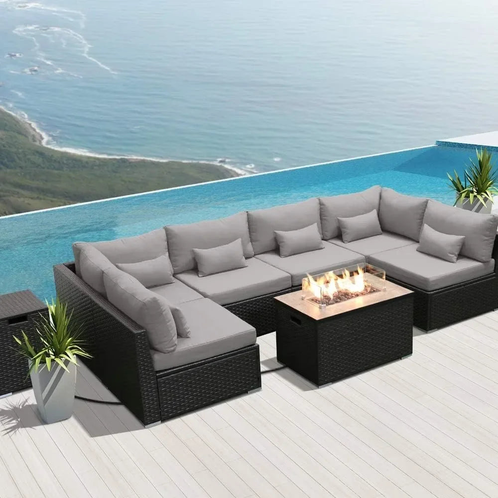 Outdoor Conversation Sofa & Fire Pit Set
