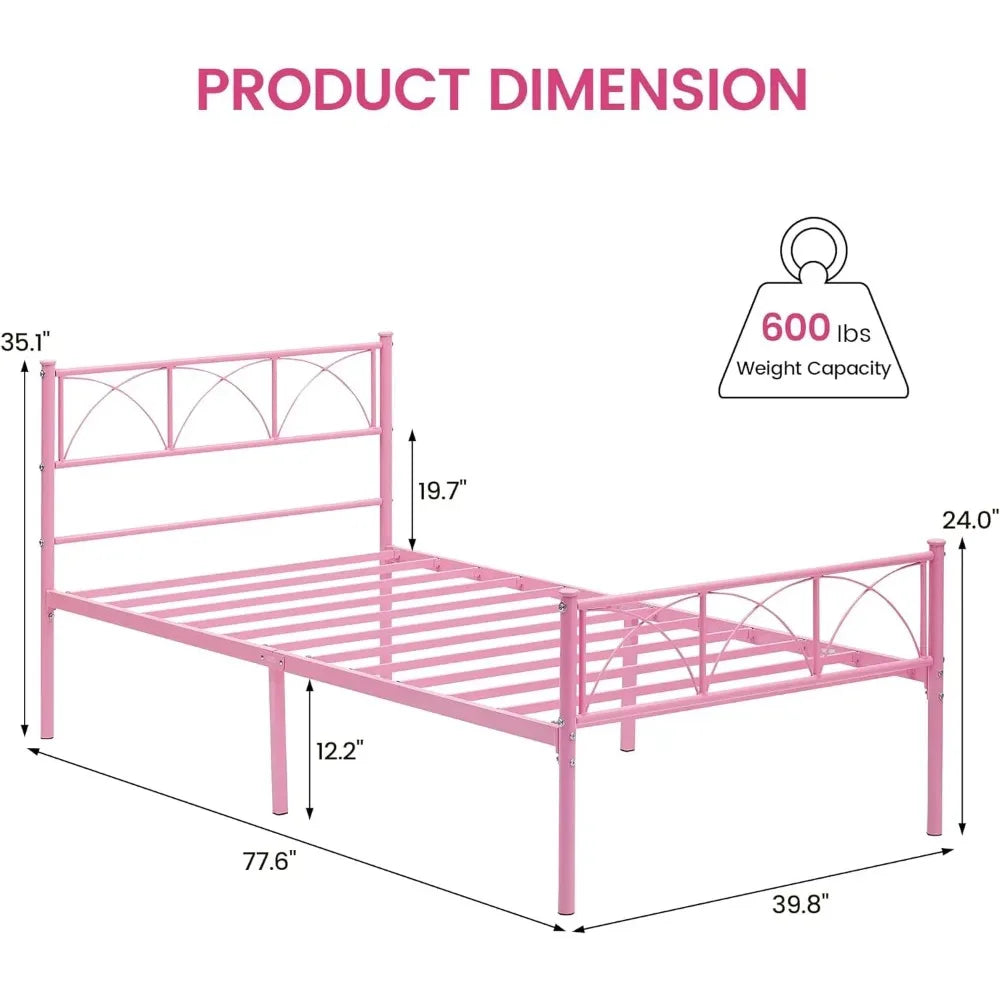 Pink Twin Simple Bed