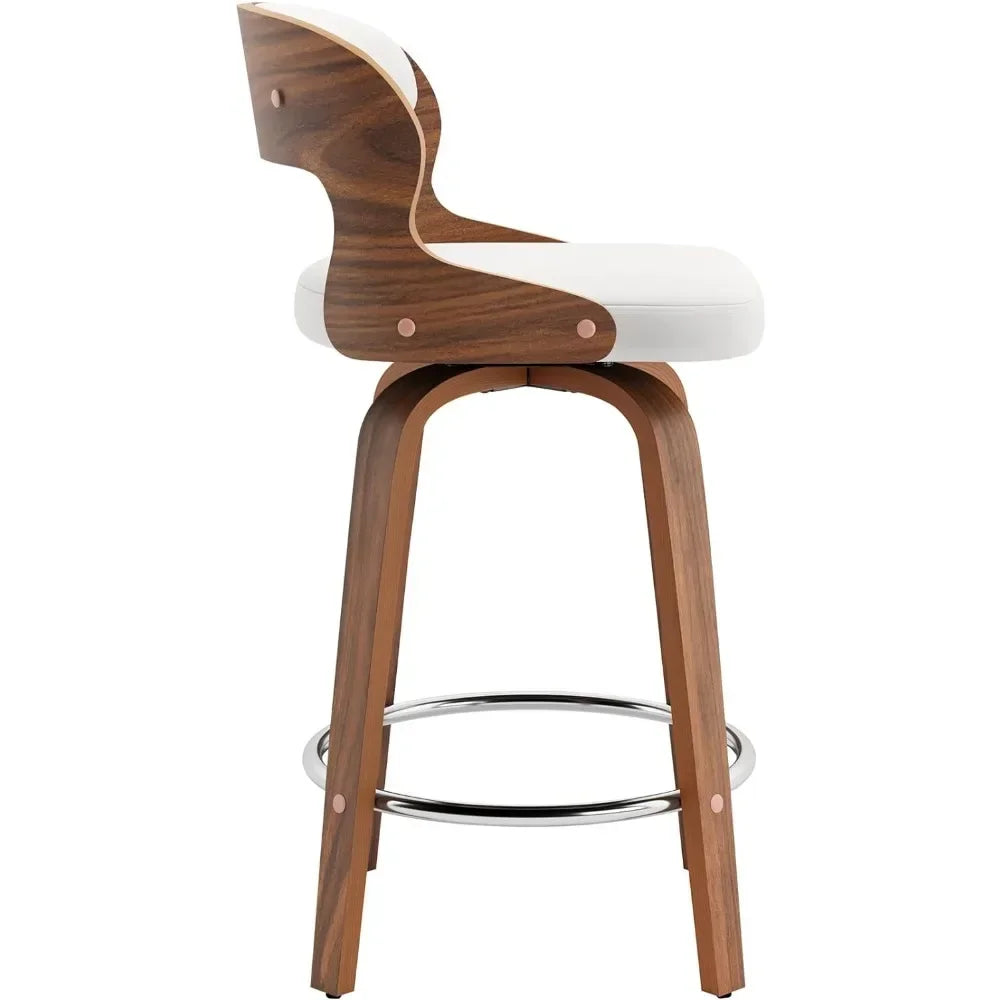 Mid Century Leather Bar Stool Set of 4