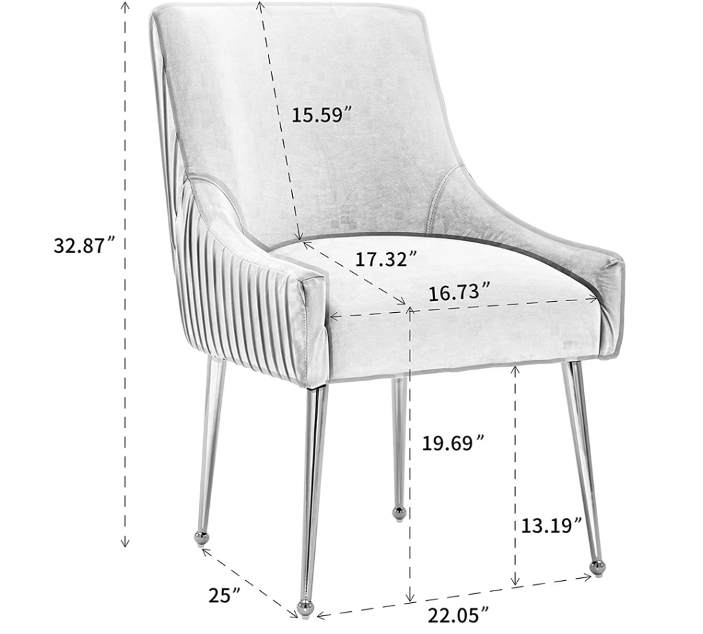 Modern Boucle Pleated Velvet Chair Set of 6