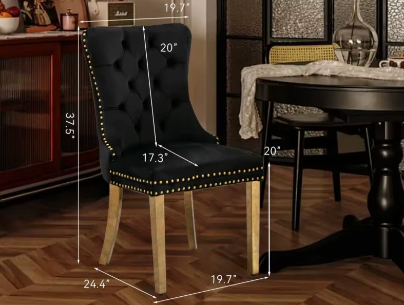 Velvet Upholstered Dining Chairs Set of 2
