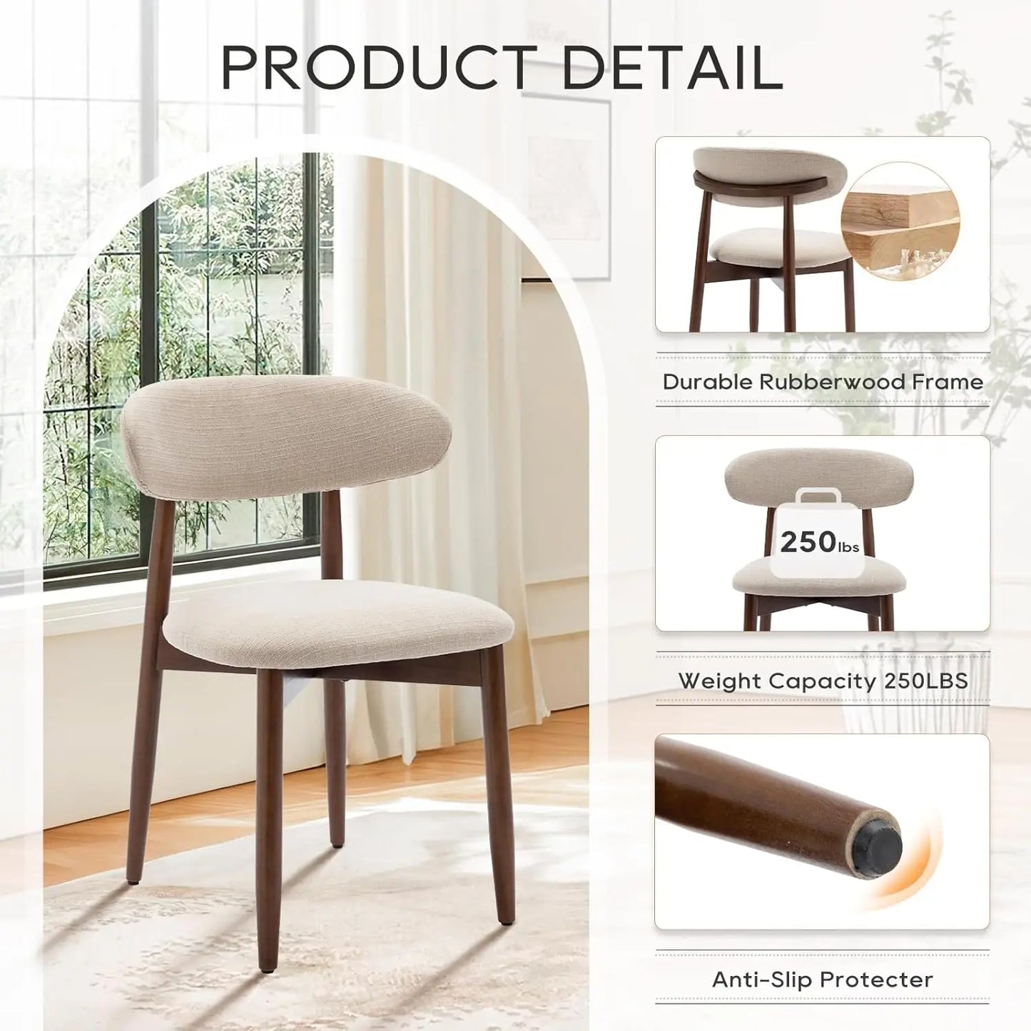 Modern Upholstered Dining Chairs Set of 2