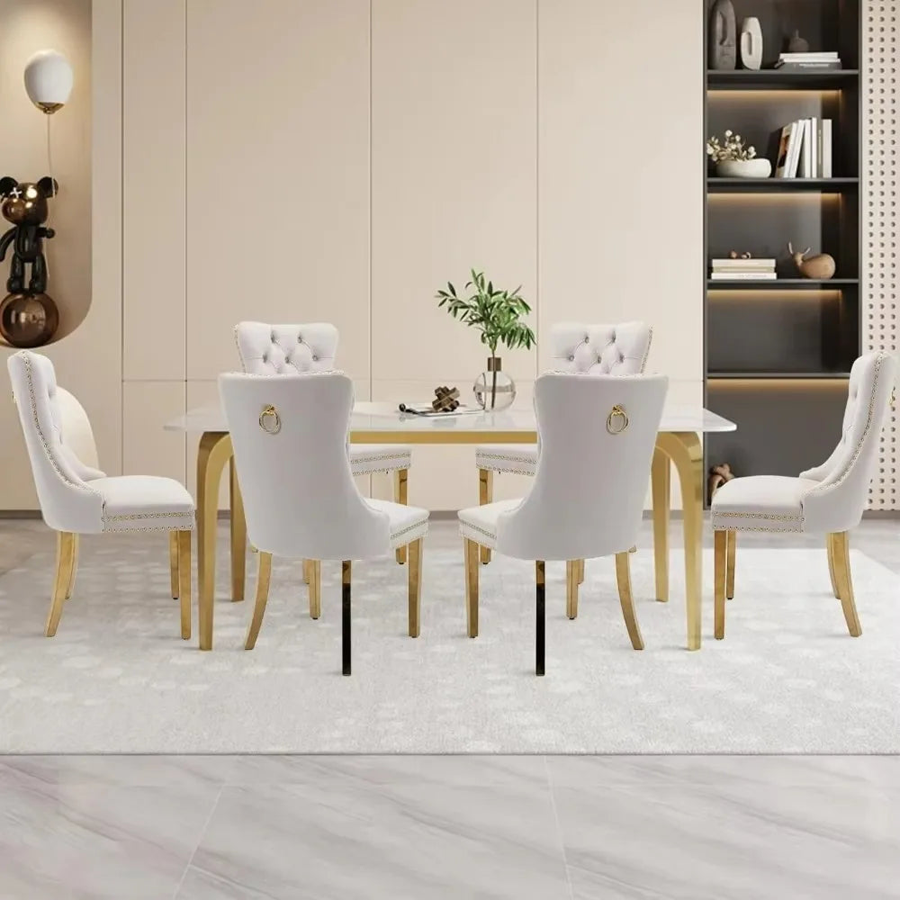 Velvet Upholstered Dining Chairs Set of 2