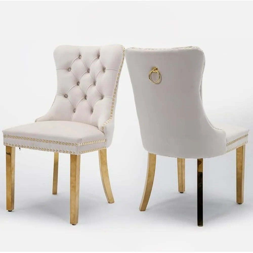 Velvet Upholstered Dining Chairs Set of 2
