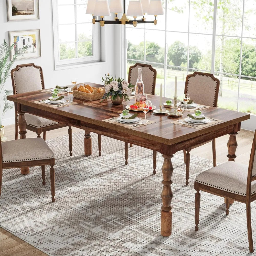 62” Wood Carved Dining Table