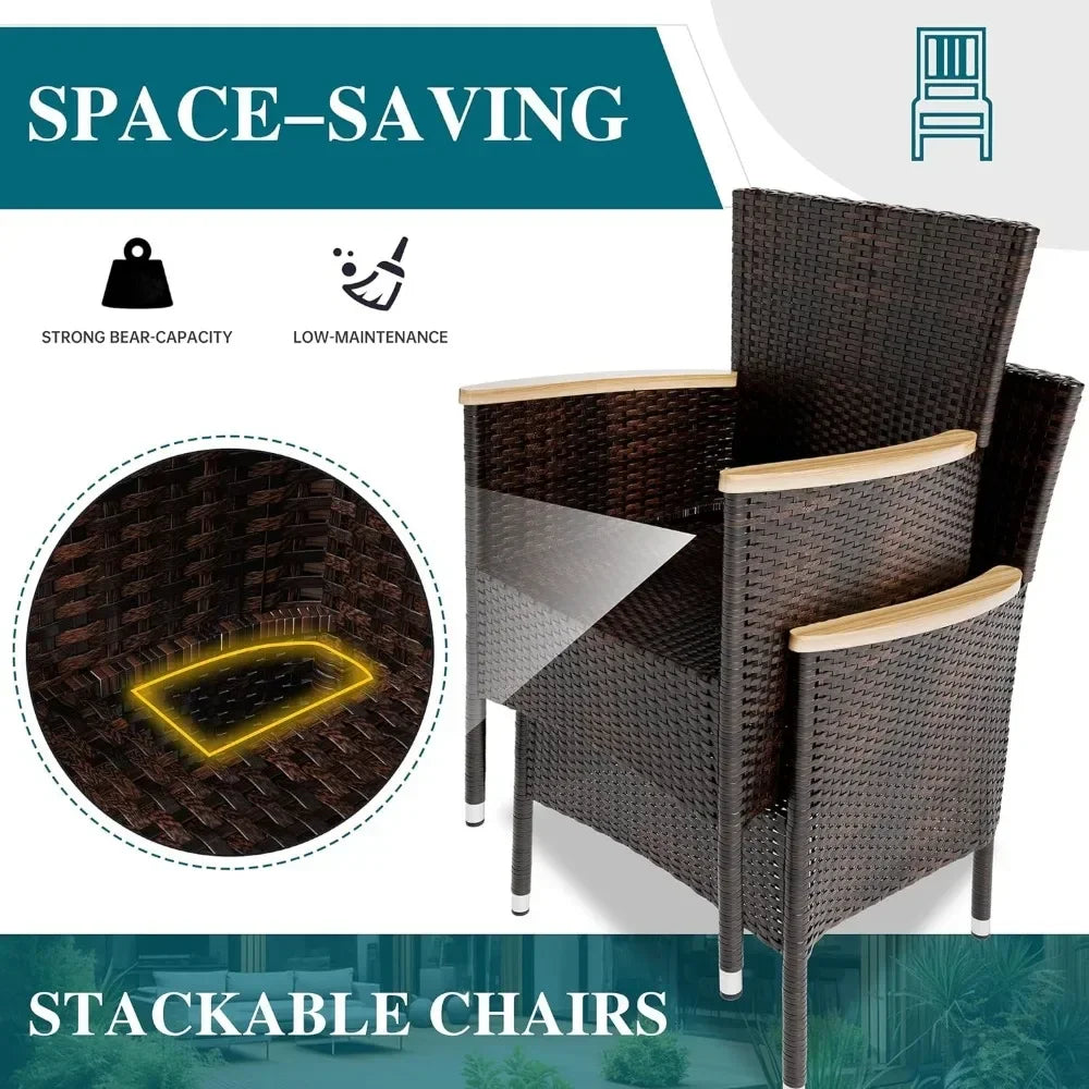 7 Piece Patio Wicker Dining Set