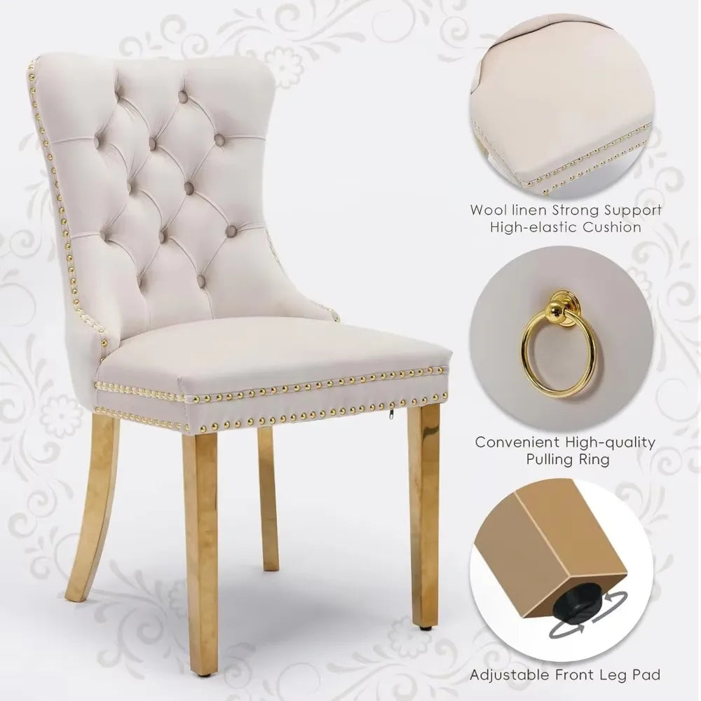Velvet Upholstered Dining Chairs Set of 2