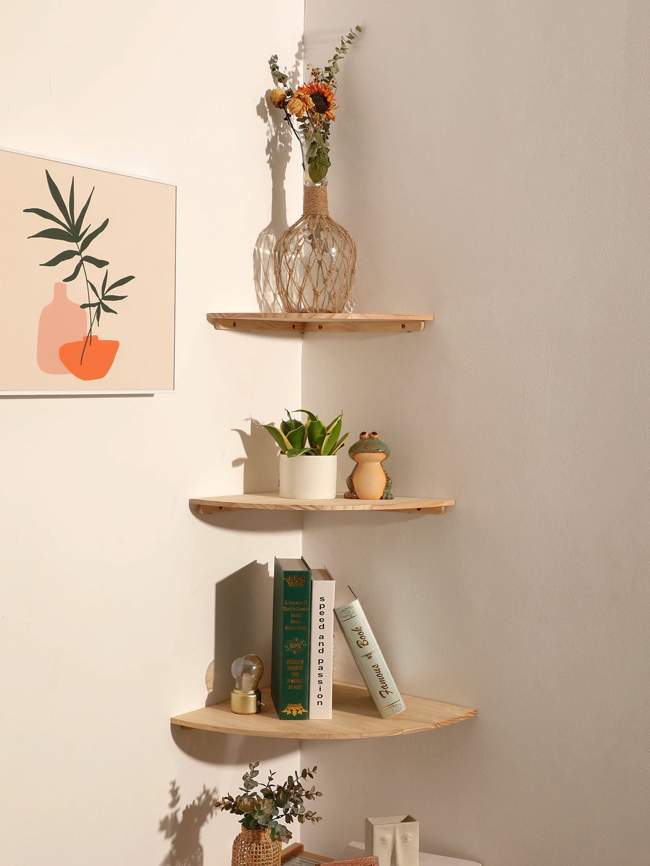 Wood Floating Corner Wall Corner Shelves