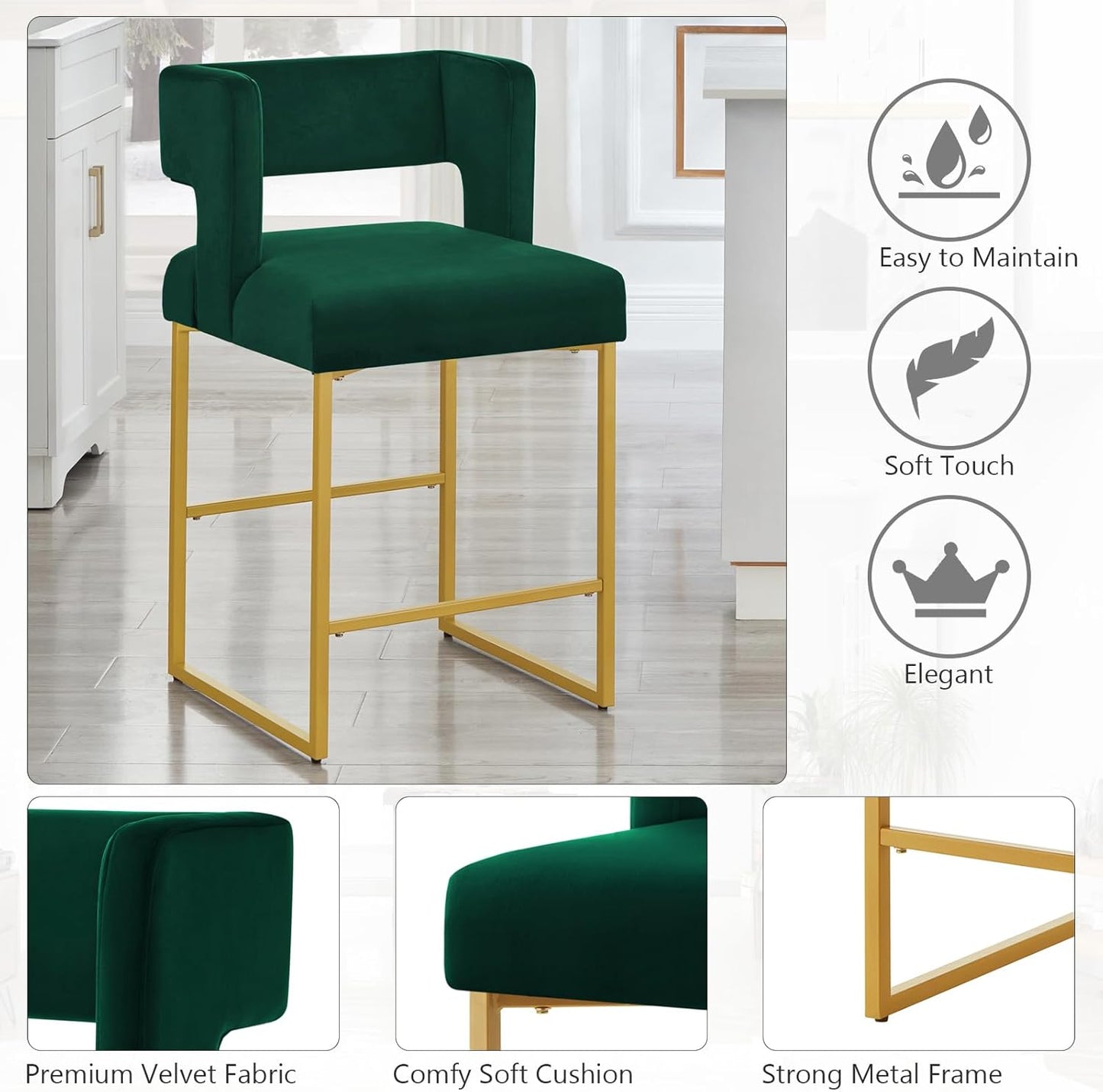 Square Counter Height Bar Stools Set of 2