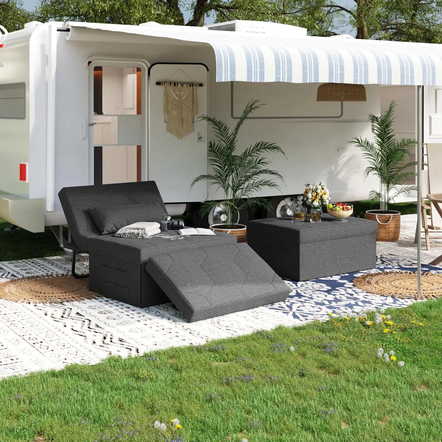 Chaise Lounge Chair Convertible 4-in-1 Sleeper Sofa