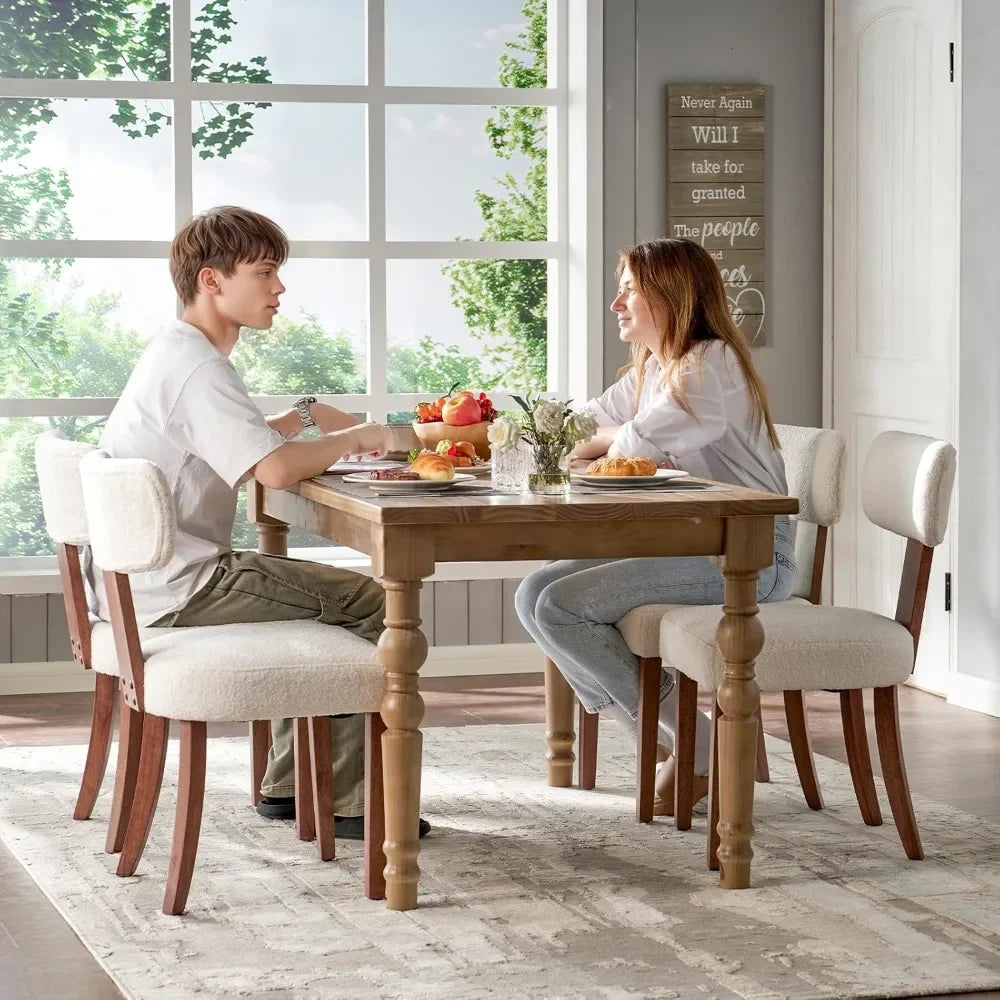 Upholstered Dining Chairs Set of 4 With Curved Backrest & Adjustable Legs