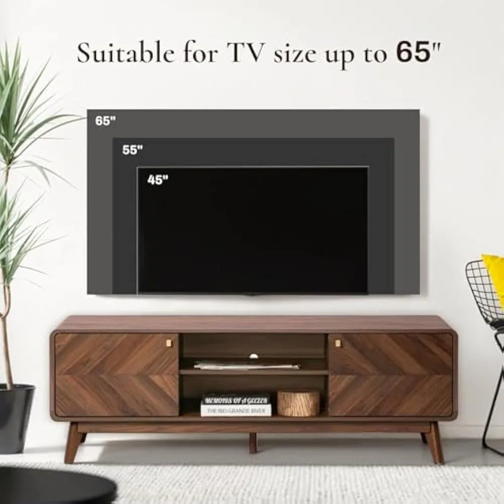 63" Wood Mid Century Modern Entertainment Center