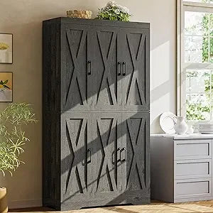 Kitchen Pantry Cabinet with LED Lights
